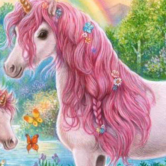 New sealed Ravensburger 100XXL Puzzle-Magical Unicorns w/Coloring  booklet - Picture 3 of 16